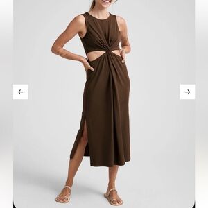 Beyond Yoga Brown Twist Front Cutout Maxi Dress